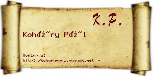 Koháry Pál névjegykártya